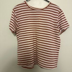 Vince Burnt Orange and White Short Sleeve Relaxed T-Shirt